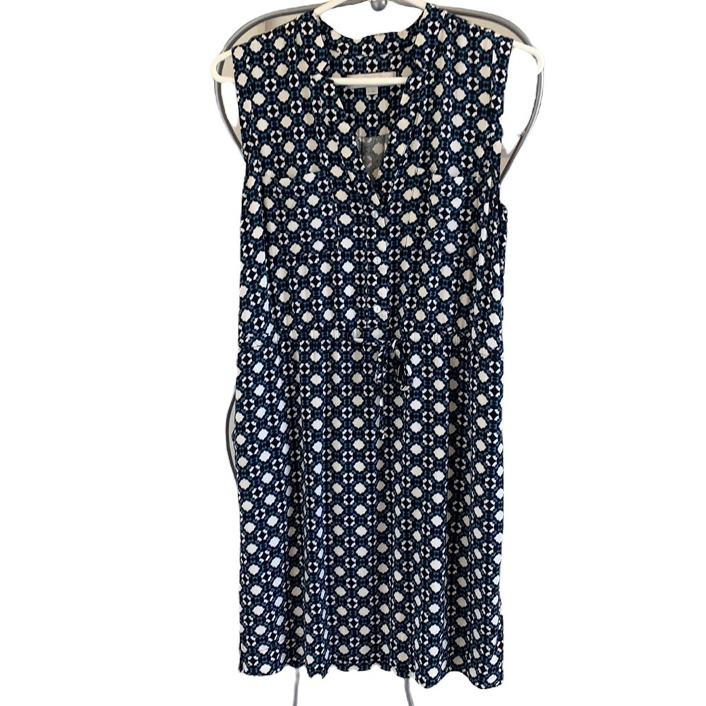 Loft Dress V-Neck Sleeveless Black and Blue Size Medium